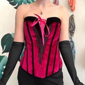 Pink and Black Corset Top